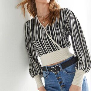 Blue Rain Felicia Front Wrap Striped Sweater Sz M